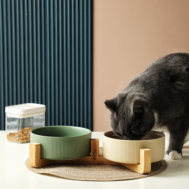 Gamelle Double Chat Bambou